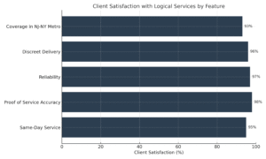 client satisfaction with Logical Services across key civil process serving features